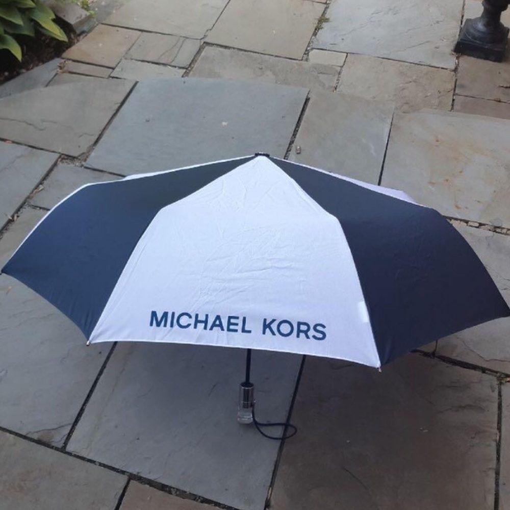Michael Kors white and blue umbrella